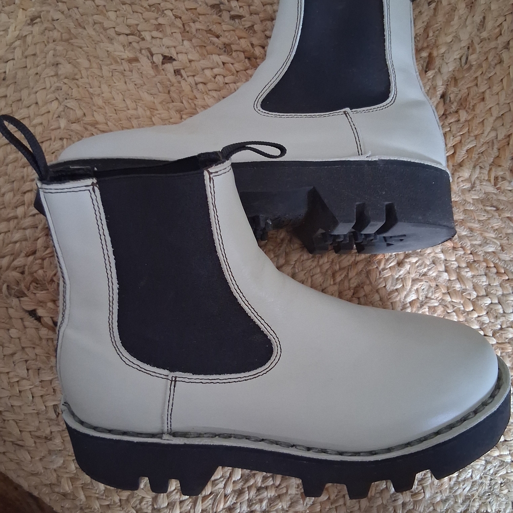 Sofie D'Hoore Black and White Combat Boots